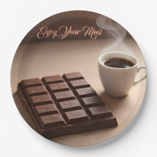 Sweet Chocolate Bar And Coffee Cup Custom Paper Plates