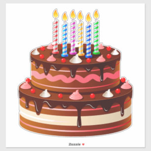 🎉 Sweet Chocolate Birthday Cake Celebration🍫🕯️ Sticker