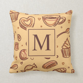 Sweet Chocolate Desserts Monogram | Throw Pillow