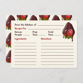 Sweet Chocolate Dipped Strawberry Cute Recipe Note Card