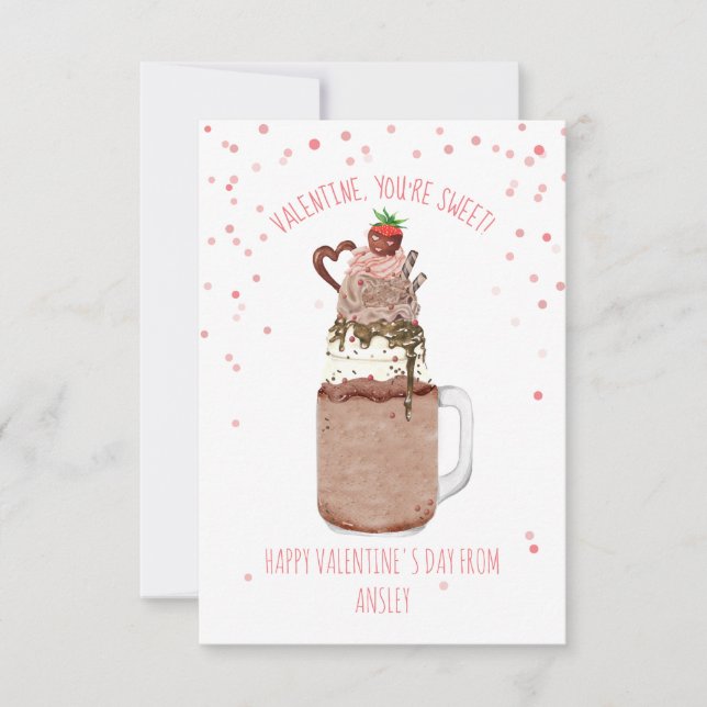 Sweet Chocolate Milkshake Classroom Valentine Card (Front)