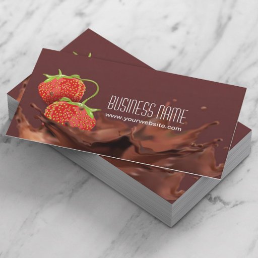 Customizable Sweet Chocolate &amp; strawberries Business Card