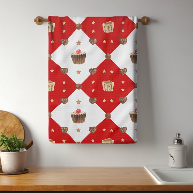 Sweet Chocolate Treats Modern Christmas Watercolor Kitchen Towel (Creator Uploaded)