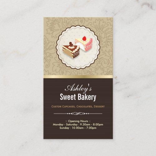 Sweet Chocolates Cupcakes Dessert - Bakery Shop Business Card Templates