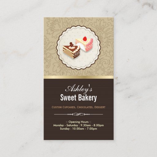 Customizable Sweet Chocolates Cupcakes Dessert - Bakery Shop Business Card Templates