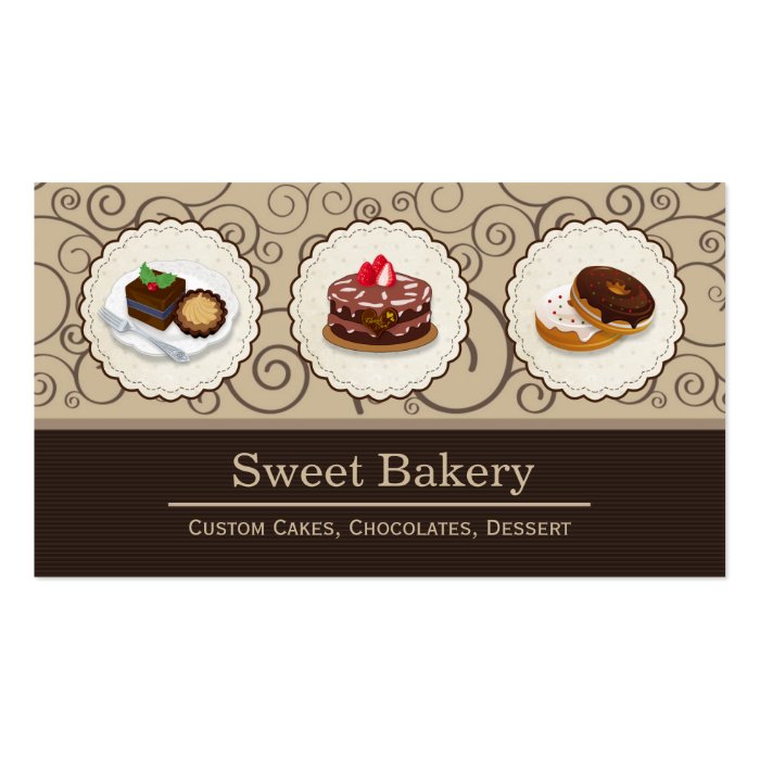 Sweet Chocolates   Custom Cakes Cupcakes Dessert Business Card Templates