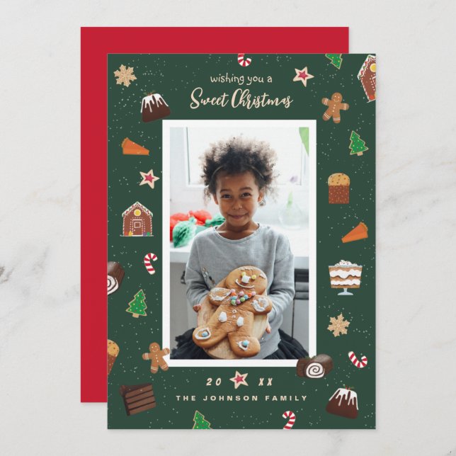 Sweet Christmas Baked Sweets Photo Holiday Card (Front/Back)