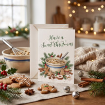 Sweet Christmas Baking Watercolor Holiday Card