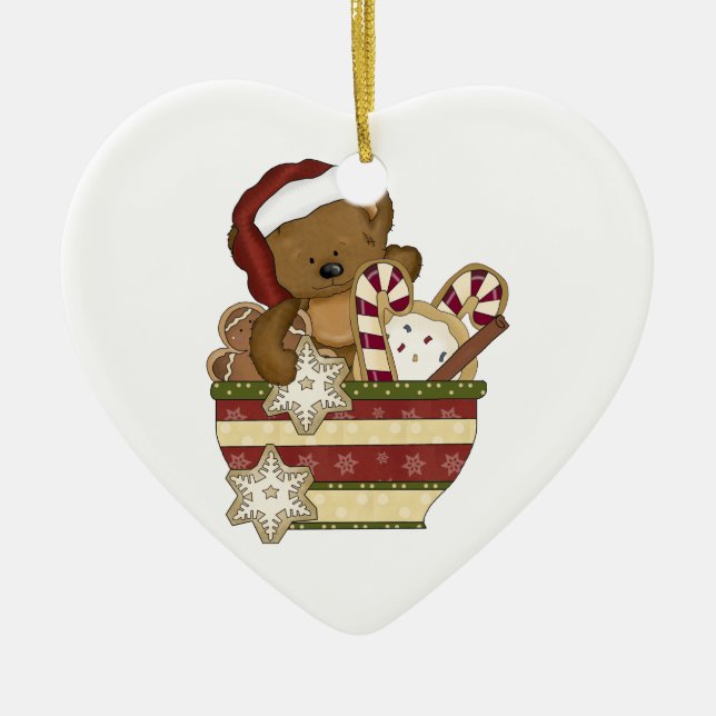 Sweet Christmas Bear Ceramic Ornament (Front)