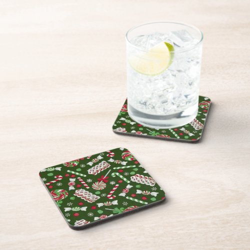 Sweet Christmas Candy Pattern Coasters