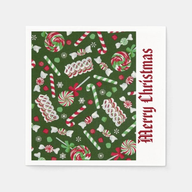 Sweet Christmas Candy Pattern Napkins (Front)