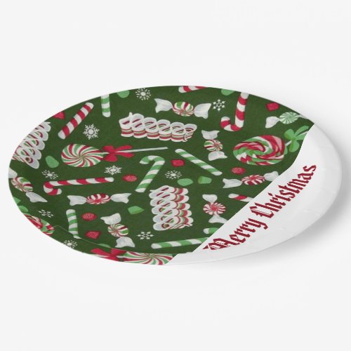 Sweet Christmas Candy Pattern Paper Plates