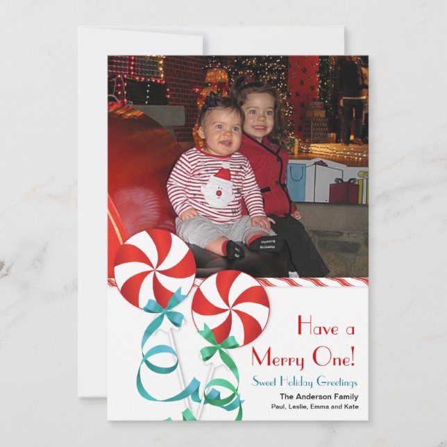Sweet Christmas Candy Photo Card (Front)