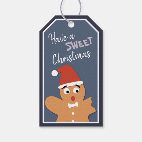 Sweet Christmas cartoon bitten gingerbread man Gift Tags