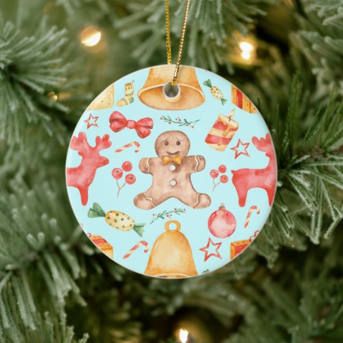 Sweet Christmas Cookies and Candies       Ceramic Ornament