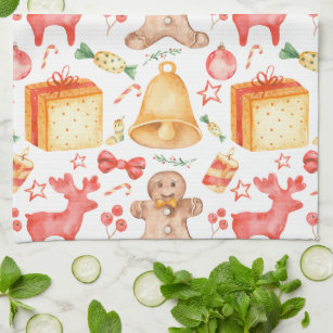 JOOCAR Christmas Kitchen Towels, Gingerbread Man Cookie House