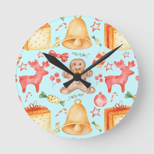 Sweet Christmas Cookies and Candies   Round Clock