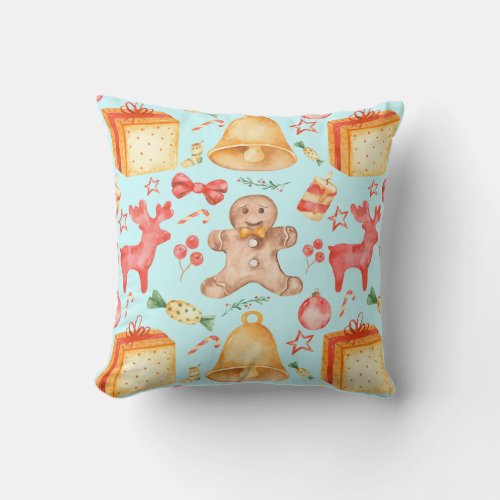 Sweet Christmas Cookies and Candies Throw Pillow