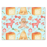 Whimsical Gingerbread and Candy Canes Christmas Tissue Paper