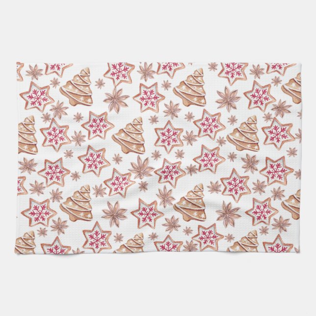 Sweet Christmas Cookies Pattern Kitchen Towel (Horizontal)
