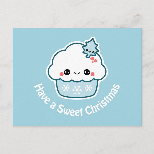 Sweet Christmas Cupcake Holiday Postcard (Front)