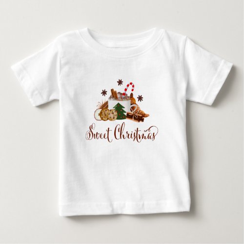 Sweet Christmas Frappuccino Cookie Cinnamon Art Baby T_Shirt