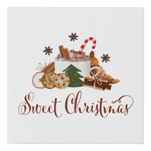 Sweet Christmas Frappuccino Cookie Cinnamon Art Faux Canvas Print