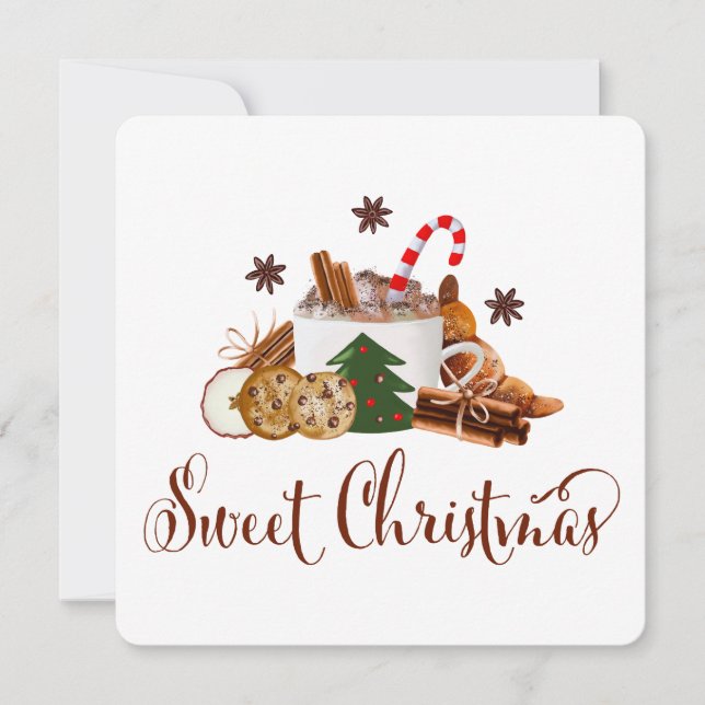 Sweet Christmas Frappuccino Cookie Cinnamon Art Holiday Card (Front)