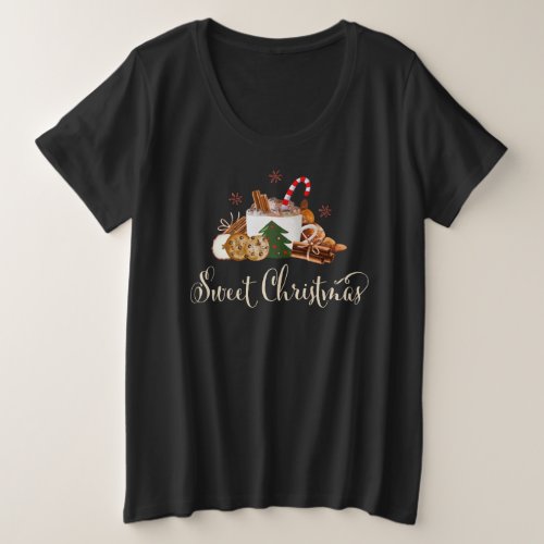 Sweet Christmas Frappuccino Cookie Cinnamon Art Plus Size T_Shirt