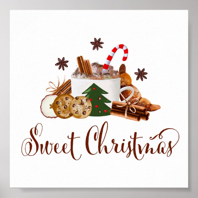 Sweet Christmas Frappuccino Cookie Cinnamon Art Poster (Front)