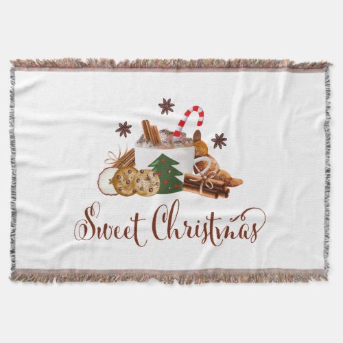 Sweet Christmas Frappuccino Cookie Cinnamon Art Throw Blanket