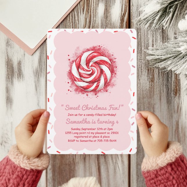 Sweet Christmas Fun Peppermint Candy  Invitation (Creator Uploaded)