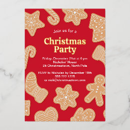 Sweet Christmas Gingerbread Cookies Foil Invitation