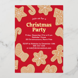 Sweet Christmas Gingerbread Cookies Foil Invitation