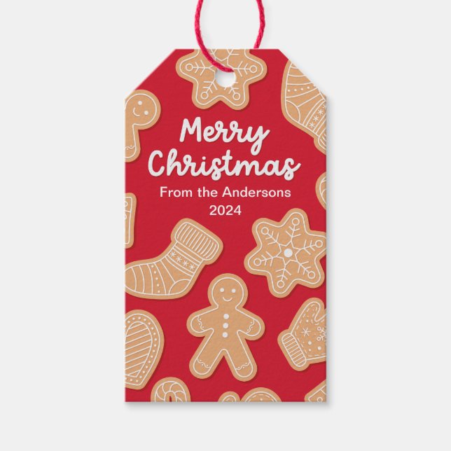 Sweet Christmas Gingerbread Cookies Gift Tags (Front)