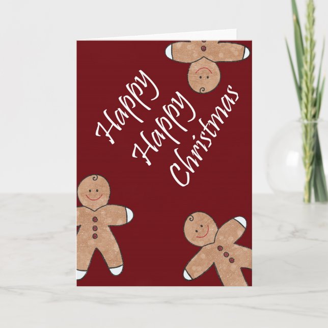 Sweet Christmas Gingerbread Cookies Holiday Card (Front)