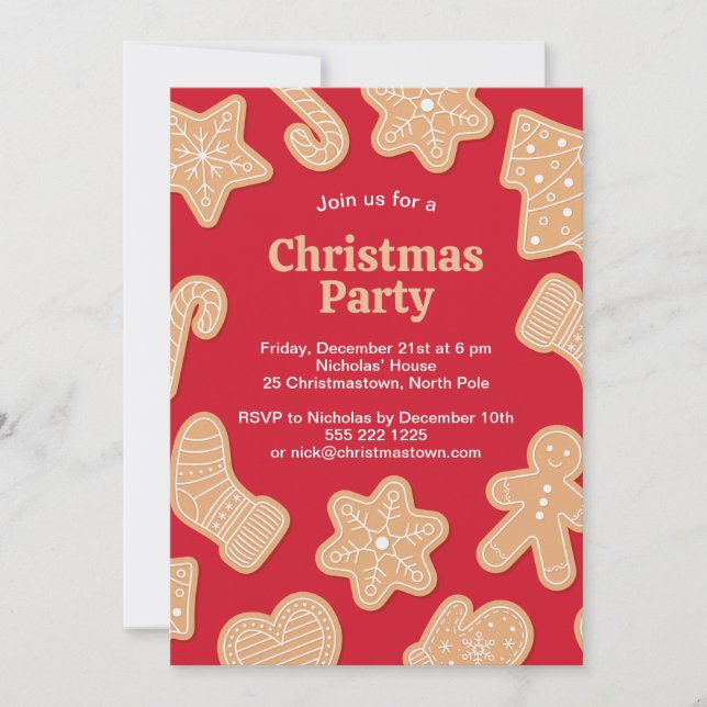 Sweet Christmas Gingerbread Cookies Invitation (Front)
