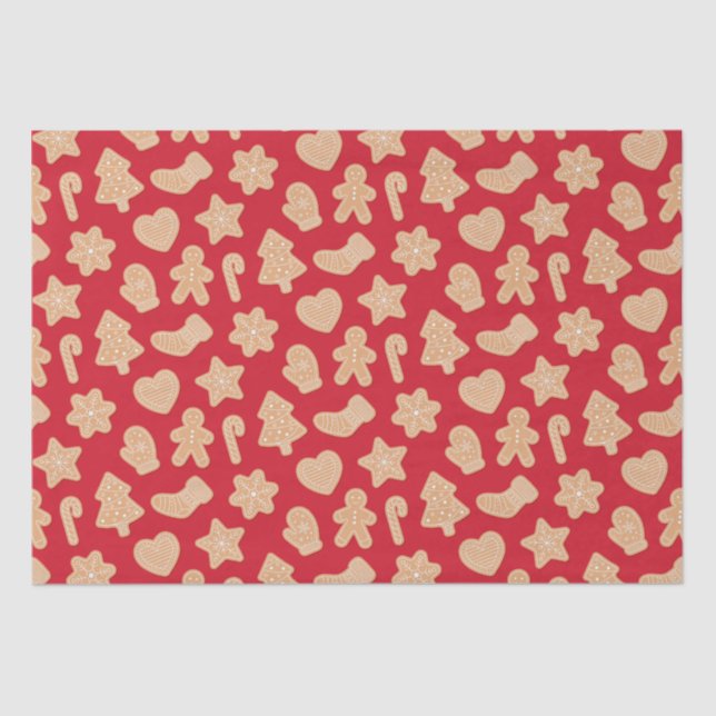 Sweet Christmas Gingerbread Cookies Pattern Tissue Paper (Front)