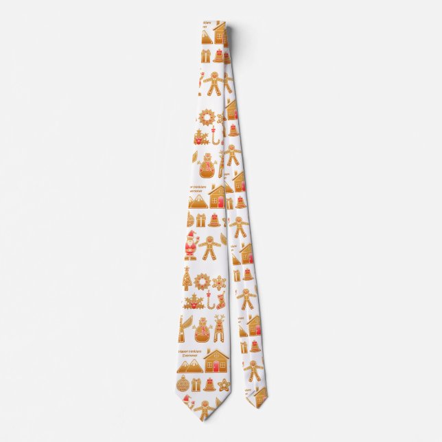 Sweet Christmas Gingerbread Design Neck Tie (Front)