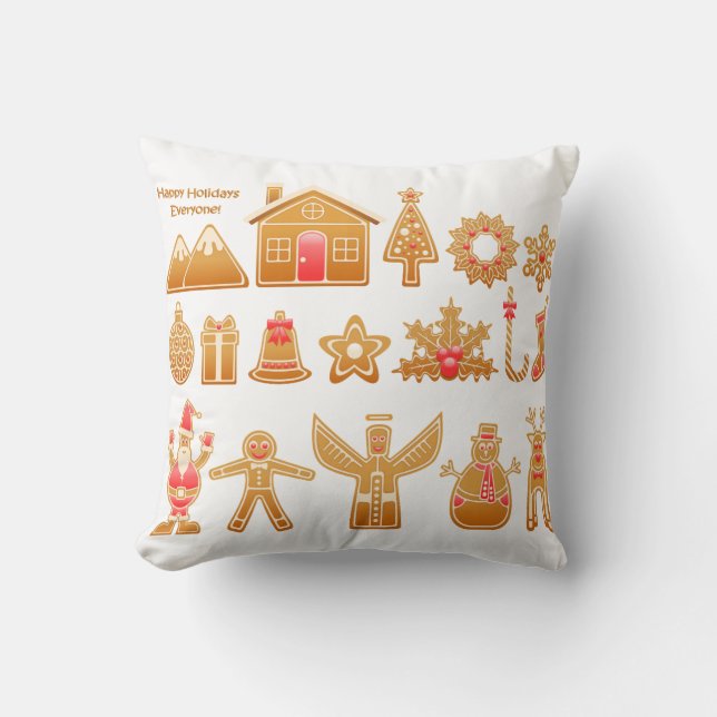 Sweet Christmas Gingerbread Design Throw Pillow (Front)