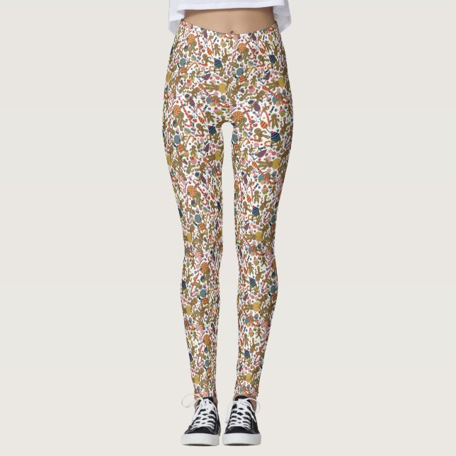 Sweet Christmas Gingerbread Man Candy Cane Delight Leggings (Front)