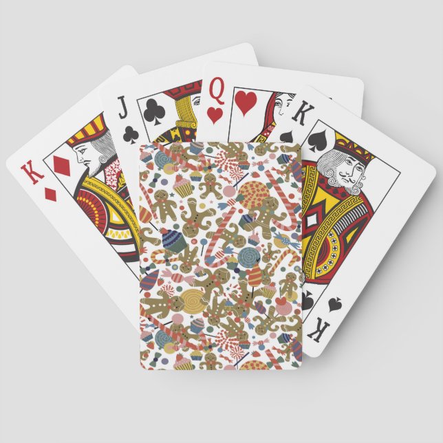 Sweet Christmas Gingerbread Man Candy Cane Delight Poker Cards (Back)