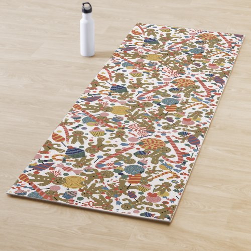 Sweet Christmas Gingerbread Man Candy Cane Delight Yoga Mat