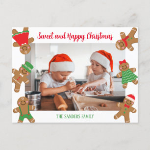 SWEET CHRISTMAS GINGERBREAD PHOTO POSTCARD