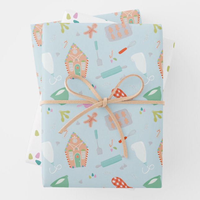 Sweet Christmas holiday baking and gingerbread Wrapping Paper Sheets (In situ)