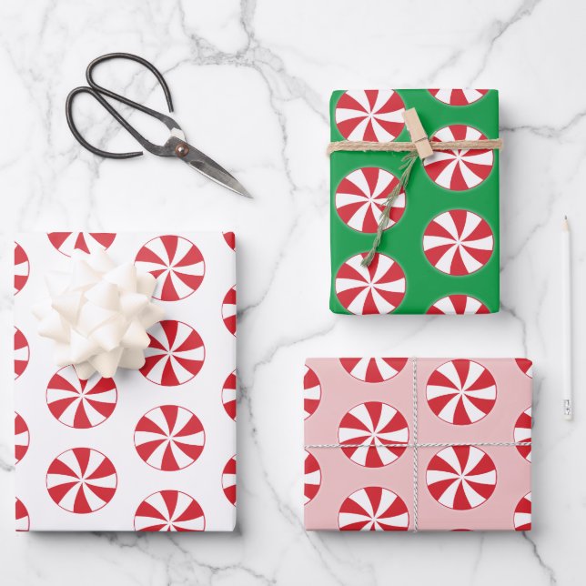 Sweet Christmas Peppermint Wrapping Paper Sheets (Front)