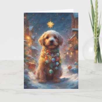 Sweet Christmas Puppy Art Card by DoggieAvenue at Zazzle