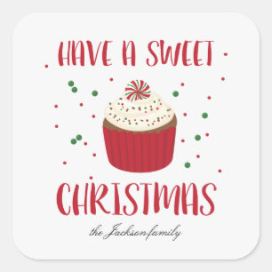 Sweet Christmas Red and Green Holiday Sticker