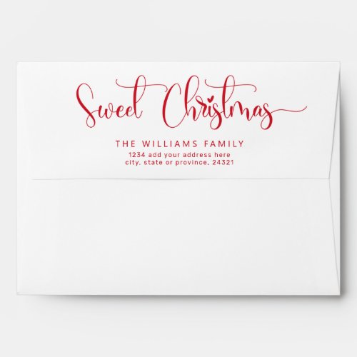 Sweet Christmas Script inside Red and Gold Glitter Envelope