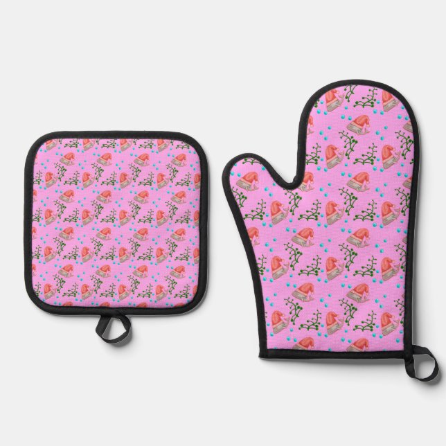 Sweet Christmas Sea Dreams_lilac Oven Mitt & Pot Holder Set (Front)